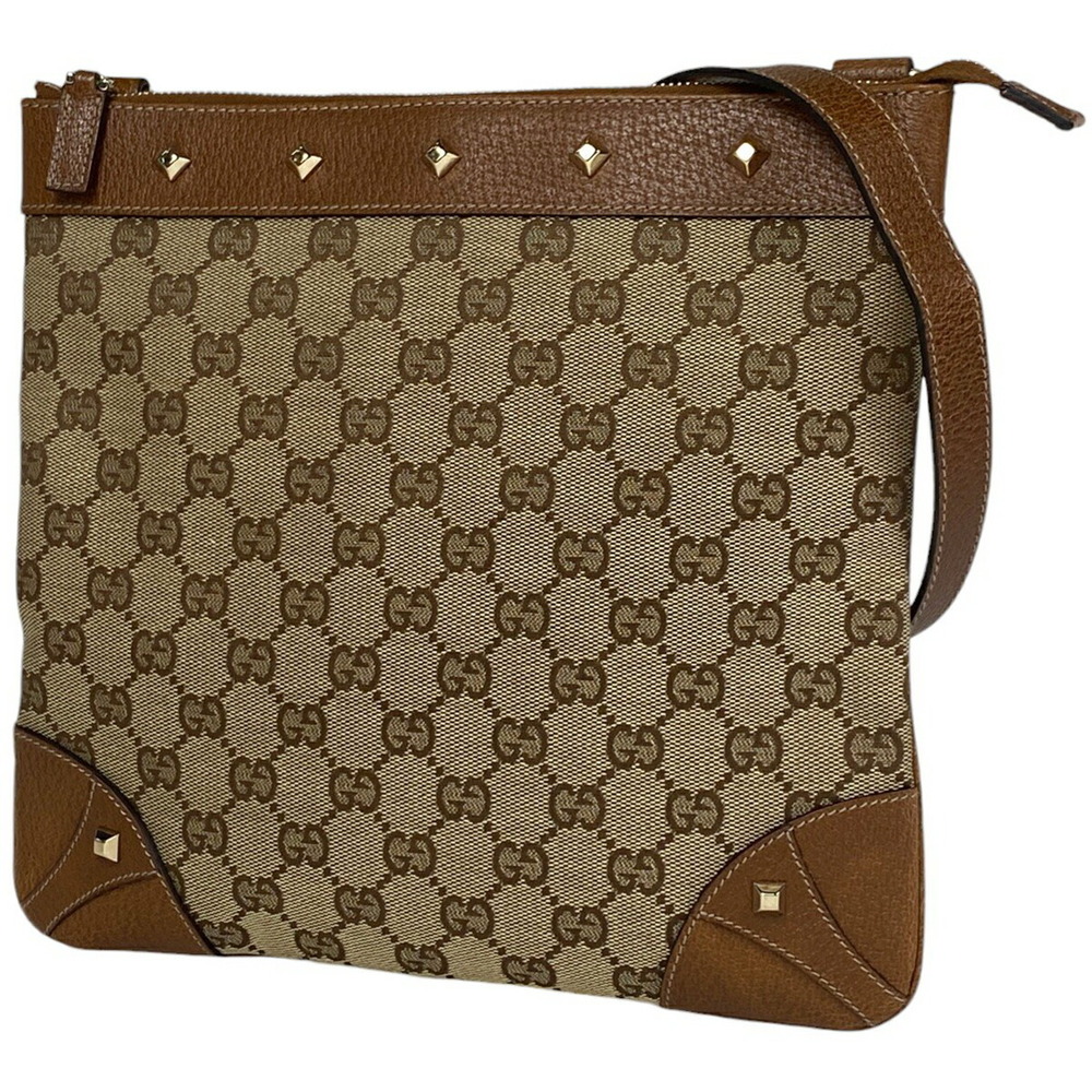 Gucci GG shoulder bag studded canvas brown